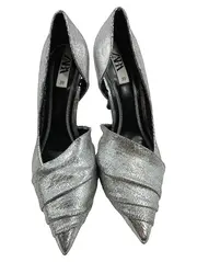 Vorschaubild 2 von Damen Pumps Silber Metallic Falten D'Orsay High Heel Gr. 39