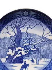 Vorschaubild 2 von Sammelteller 1967 Winterlandschaft Reiter Blau Porzellan