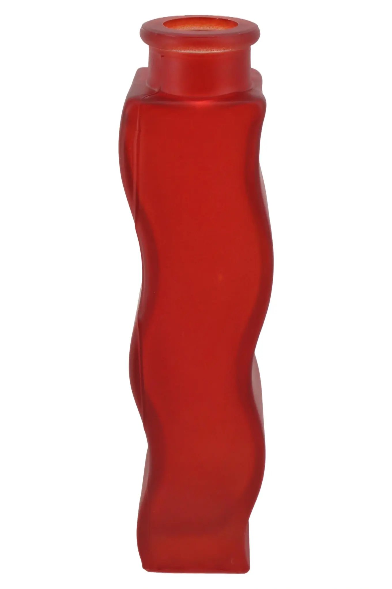 IKEA Moderne Rote Keramik Vase oval gewellt 21.5 cm Blumenvase Deko