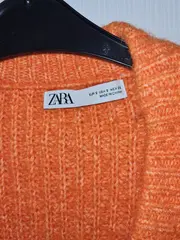 Vorschaubild 6 von Damen Strickjacke Rippstrick Orange Gr. S Freizeit Casual Langarm