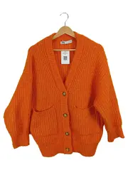 Vorschaubild 1 von Damen Strickjacke Rippstrick Orange Gr. S Freizeit Casual Langarm