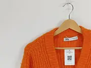 Vorschaubild 5 von Damen Strickjacke Rippstrick Orange Gr. S Freizeit Casual Langarm