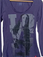 Vorschaubild 3 von Damen Langarmshirt Lila Print Gr. M 38 Baumwolle