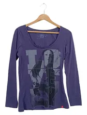 Vorschaubild 1 von Damen Langarmshirt Lila Print Gr. M 38 Baumwolle