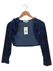 Vorschaubild 1 von Damen Bolero Jacke Samt Glitzer Blau Gr. 40/L Festlich Elegant