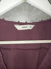 Vorschaubild 3 von Bluse Damen 38/M Lila Elegant Wickeloptik Strukturmuster