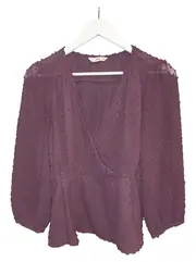 Vorschaubild 1 von Bluse Damen 38/M Lila Elegant Wickeloptik Strukturmuster