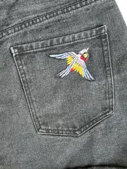Vorschaubild 8 von Damen Jeans Shorts Gr. 38 Schwarz mit Stickerei & Fransen