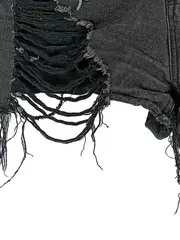 Vorschaubild 6 von Damen Jeans Shorts Gr. 38 Schwarz mit Stickerei & Fransen
