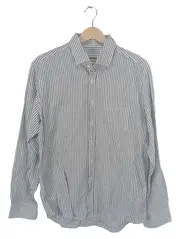 Vorschaubild 1 von Herren Business Hemd Langarm Gestreift Blau Gr. 39, 40 M Leinen