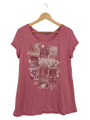 Vorschaubild 1 von Damen T-Shirt Gr. L Rosa Grafik Print Pailletten