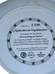 Vorschaubild 4 von Nickerlchen im Vogelhäuschen Wandteller Katze Vogel Keramik 21cm