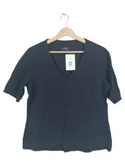 Vorschaubild 1 von Black Label Damen T-Shirt Gr. 42/XL Grau V-Ausschnitt Kurzarm