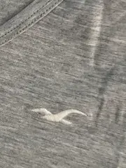 Vorschaubild 2 von Damen T-Shirt Basic Grau Gr. 34/XS Kurzarm Logo V-Ausschnitt