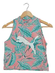Vorschaubild 1 von Damen Crop Top Ärmellos Rosa Tropical Print Gr. S
