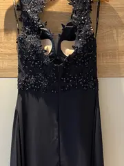 Vorschaubild 4 von Abendkleid Damen Elegant Blau Pailletten Stickerei Maxikleid Gr. 36 S