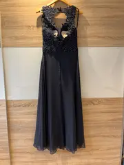 Vorschaubild 3 von Abendkleid Damen Elegant Blau Pailletten Stickerei Maxikleid Gr. 36 S