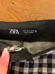 Vorschaubild 2 von Damen Leggings Kariert Schwarz Weiß Gr. S 36 Reißverschluss
