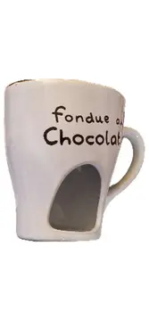 Vorschaubild 1 von Schokoladenfondue Set Keramik Tasse mit Gabel Fondue au Chocolat Weiß