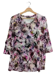 Vorschaubild 1 von Damen Bluse Shirt Blumenmuster Gr. 46 3/4-Arm Viskose Mehrfarbig