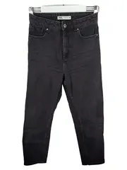 Vorschaubild 1 von Mom Jeans Damen Gr. 36 Schwarz High Waist Straight Denim