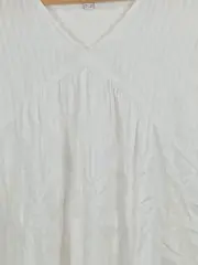 Vorschaubild 2 von Damen Bluse Gr. 38 Weiß Casual Strukturmuster Kurzarm