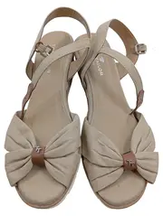 Vorschaubild 2 von Damen Keilsandaletten Wedges Gr. 42 Beige Schleife Sommer