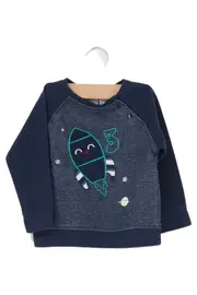 Vorschaubild 1 von Kinder Pullover Gr. 74 Blau Casual Raketen Motiv Langarm Sweatshirt