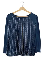 Vorschaubild 1 von Langarmshirt Damen Gr. M Blau Polka Dots Casual Bluse