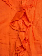 Vorschaubild 2 von Damen Bluse Leinen Orange Rüschen Ärmellos Gr. 40 Feminin Sommer