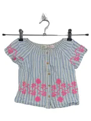 Vorschaubild 1 von BabyGirl Bluse Gr. 86 blau-weiß gestreift Blumenstickerei