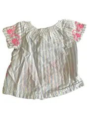 Vorschaubild 6 von BabyGirl Bluse Gr. 86 blau-weiß gestreift Blumenstickerei
