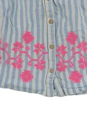 Vorschaubild 2 von BabyGirl Bluse Gr. 86 blau-weiß gestreift Blumenstickerei