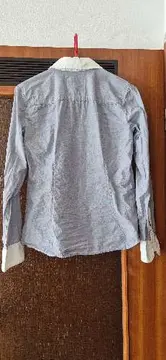 Vorschaubild 2 von Hemdbluse Damen Gr. 36/S Grau Weiß Kragen Baumwolle Klassisch