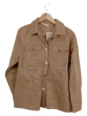 Vorschaubild 1 von Kunstleder Hemdjacke Shacket Damen XS Beige Camel Jacke