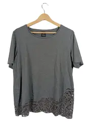 Vorschaubild 1 von Damen T-Shirt Grau Gr. 38/M mit Spitze