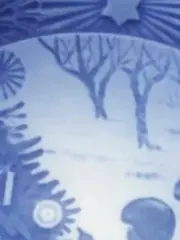 Vorschaubild 3 von Weihnachtsteller 1981 Sammelteller Porzellan Baum Blau 18cm