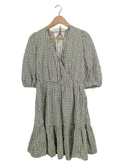 Vorschaubild 1 von Damen Freizeitkleid Grün Kariert Gr. 38/M Baumwolle