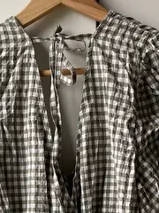 Vorschaubild 4 von Damen Freizeitkleid Grün Kariert Gr. 38/M Baumwolle