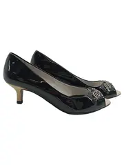 Vorschaubild 1 von Damen Peeptoe Pumps Schwarz Lackleder Gr. 38 Elegant