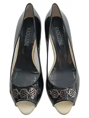 Vorschaubild 2 von Damen Peeptoe Pumps Schwarz Lackleder Gr. 38 Elegant