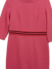 Vorschaubild 2 von Damen Freizeitkleid Rosa Retro Gr. 40 3/4-Arm Streifendetail Midikleid