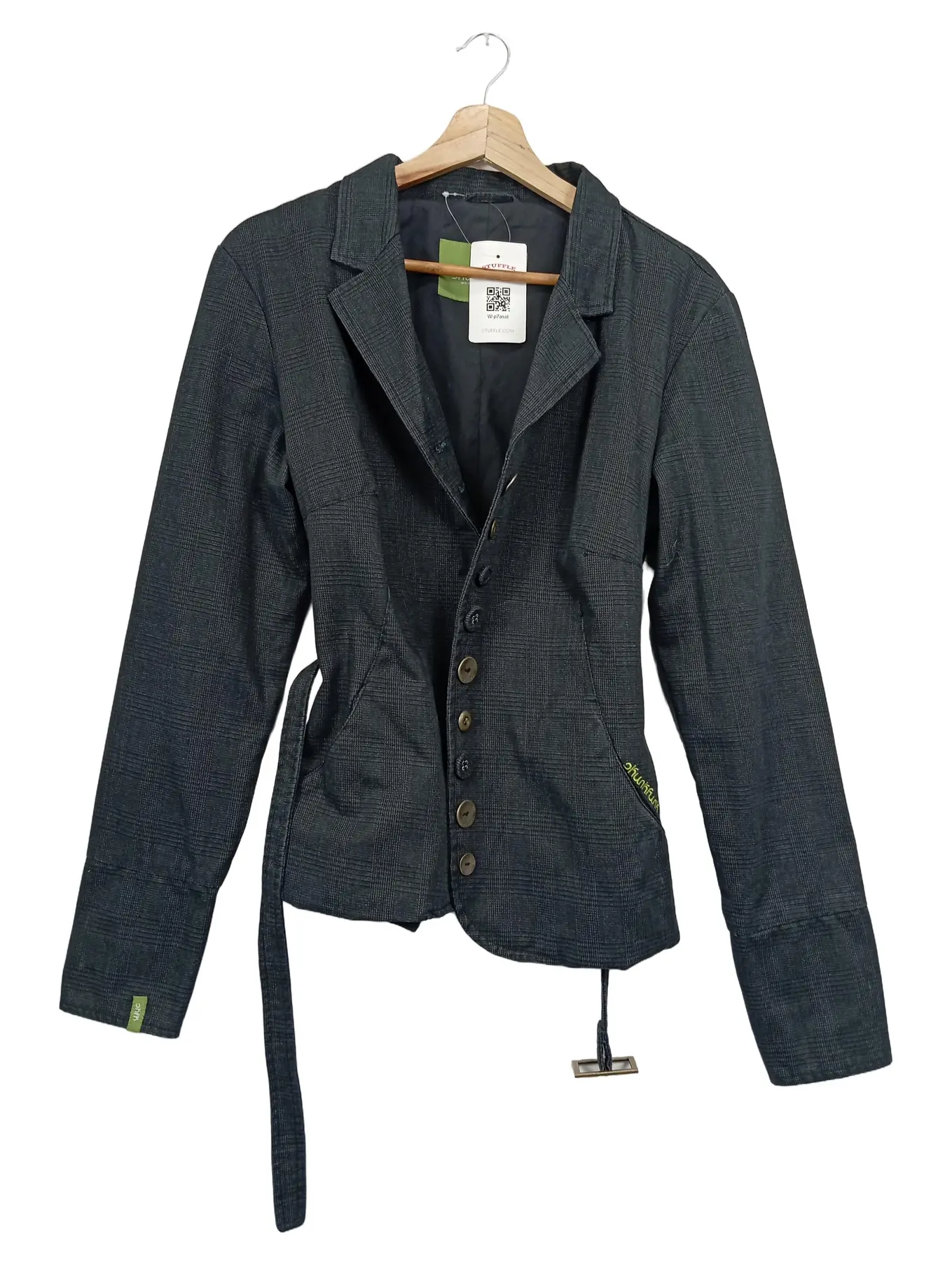 SKUNKFUNK Damen Blazer Gr. 4 Schwarz Kariert Casual