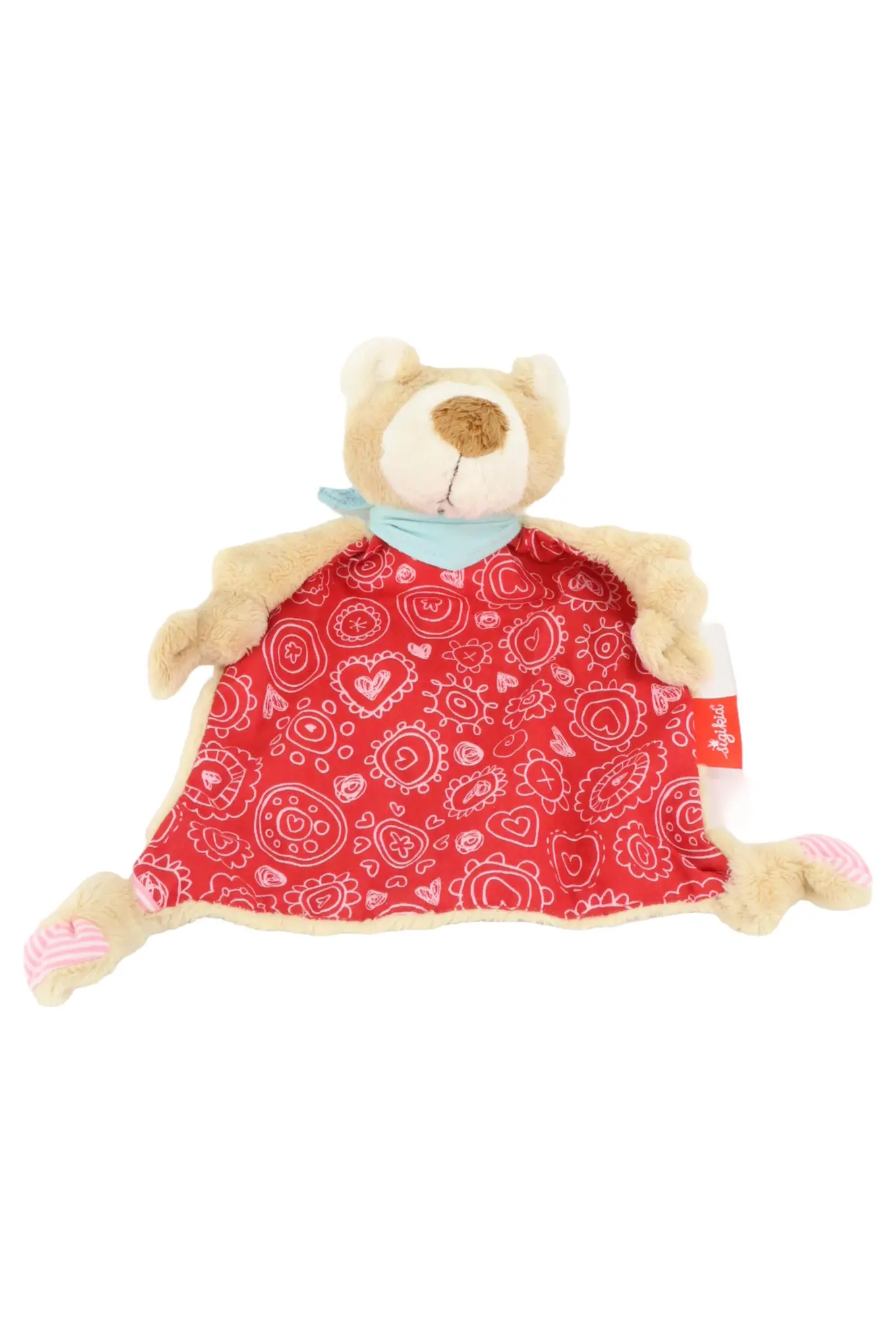 SIGIKID Schmusetuch Bär Beige Rot Baby Kuscheltuch Schnuffeltuch