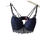 Vorschaubild 1 von Damen BH Push-Up Spitze Dunkelblau Gr. 80C NEU mit Etikett