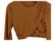 Vorschaubild 2 von Damen Elegant Langarm Top gerafft Braun Gr. M 38 Polyester