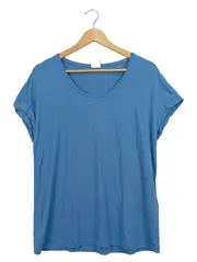 Vorschaubild 1 von Damen T-Shirt Blau Gr. 44/XXL Kurzarm Casual Viskose Uni
