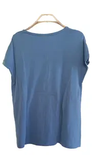 Vorschaubild 2 von Damen T-Shirt Blau Gr. 44/XXL Kurzarm Casual Viskose Uni