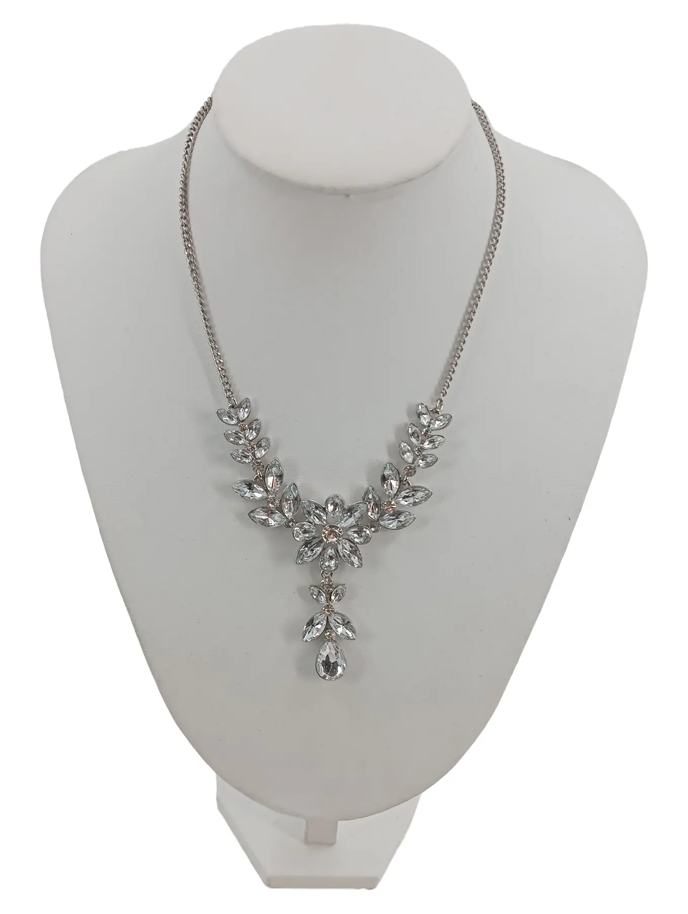 MONTINI Damen Halskette mit Anhänger Silber Strass Blumen Elegant 40cm