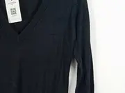 Vorschaubild 2 von Basic Pullover Damen Viskose Schwarz Gr. M Langarm Zierknöpfe